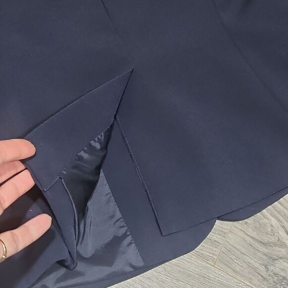 Navy Karl Lagerfeld Ruffle Lined Button Blazer - Picture 7 of 8